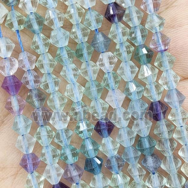 Natural Fluorite Beads Bicone Multicolor