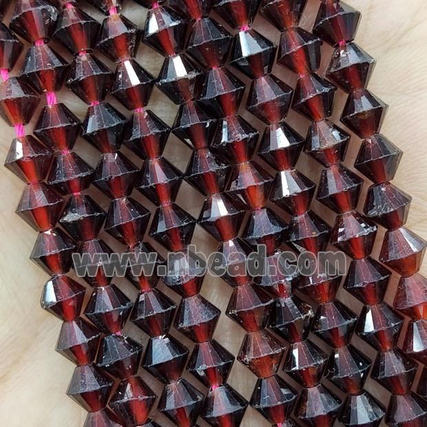 Natural Red Garnet Beads Bicone