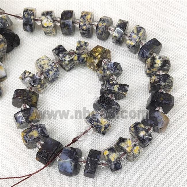 Natural Ocean Agate Heishi Beads Cut Darkblue Yellow