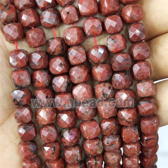 Natural Autumn Jasper Beads Faceted Cube