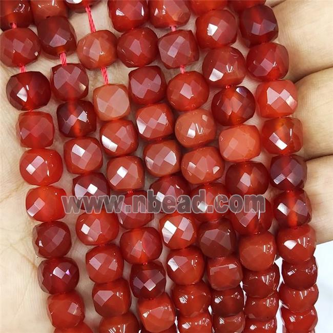 Natural Red Carnelian Agate Beads Faceted Cube