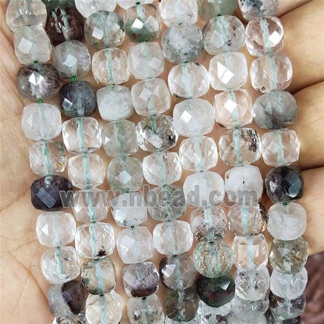 Natural Chlorite Quartz Beads Faceted Cube