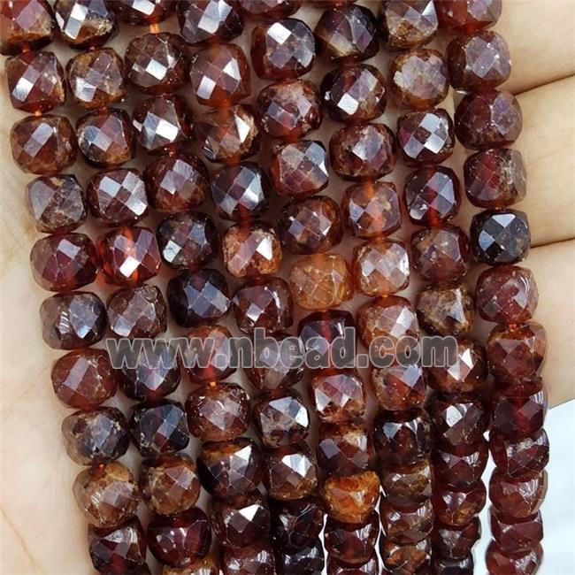 Natural Garnet Beads Orange Faceted Cube