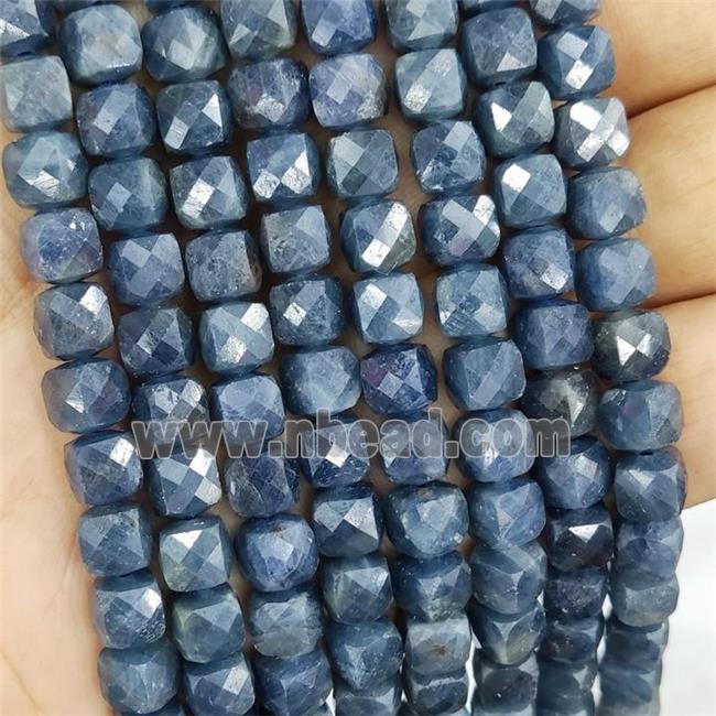 Natural Sapphire Beads Blue Faceted Cube