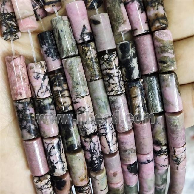 Natural Pink Rhodonite Tube Beads