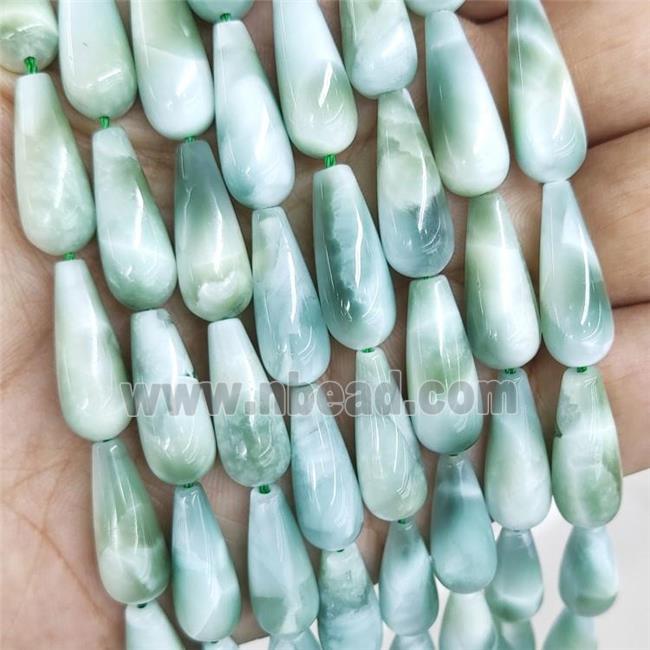 Natural Peacock Angelite Beads Teardrop Green