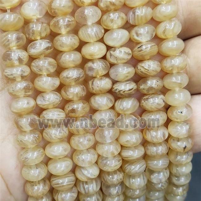 Synthetic Quartz Rondelle Beads Watermelon Khaki