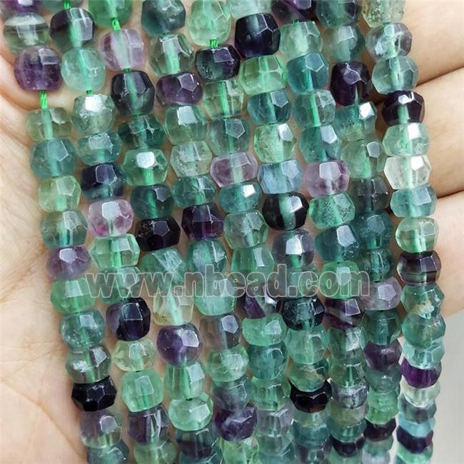 Natural Fluorite Beads Multicolor Faceted Rondelle