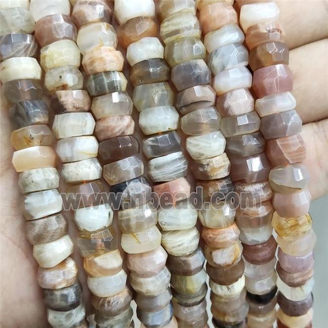 Natural Moonstone Beads Multicolor Faceted Rondelle