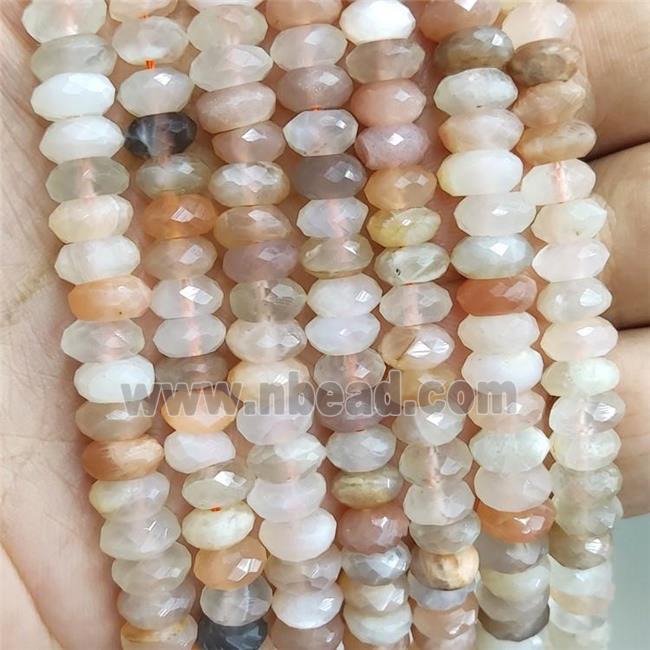 Natural Moonstone Beads Multicolor Faceted Rondelle