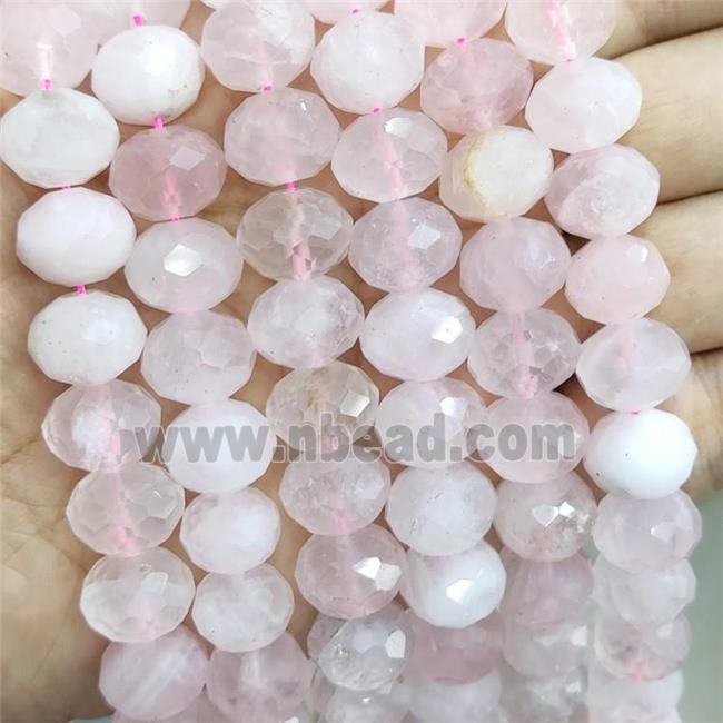 Natural Rose Quartz Beads Pink Faceted Rondelle