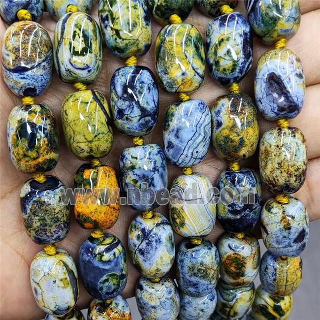 Natural Agate Beads Barrel Fired Olive Dye