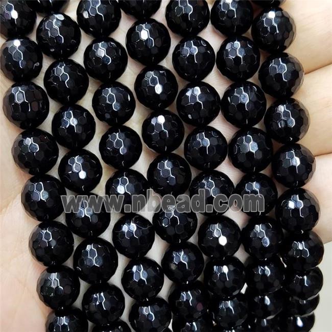 Black Onyx Agate Beads Faceted Round