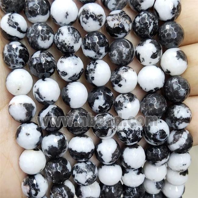 Natural Black Zebra Jasper Beads Faceted Round