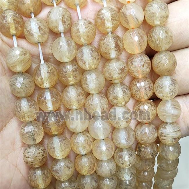 Synthetic Watermelon Quartz Beads Khaki Dye Faceted Round