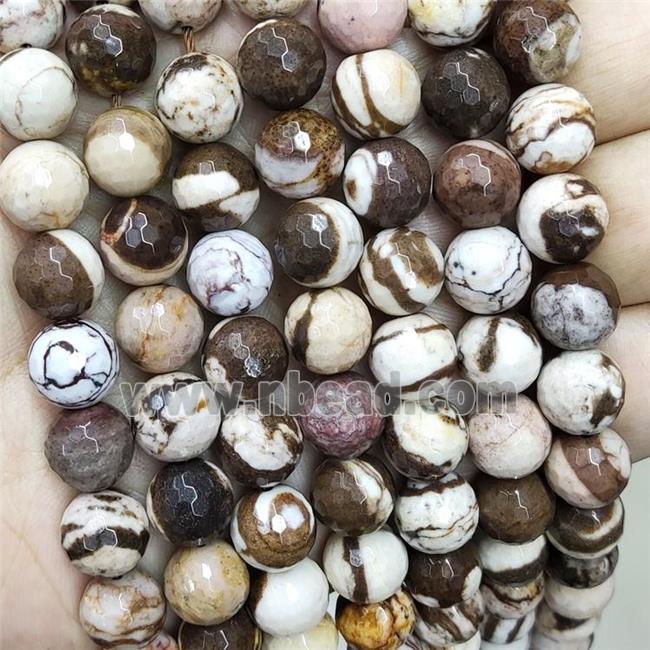 Natural Australian Zebra Jasper Beads Coffee Faceted Round