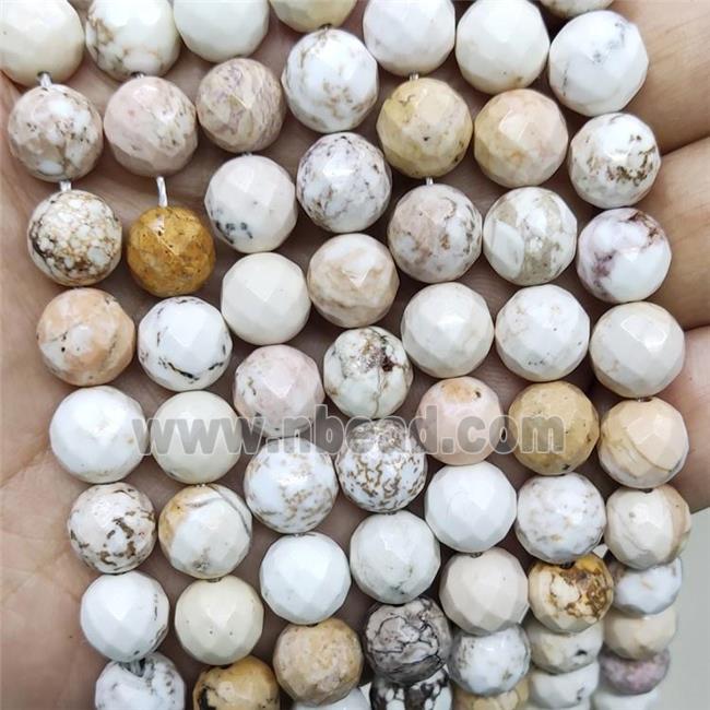 White Magnesite Turquoise Beads Faceted Round