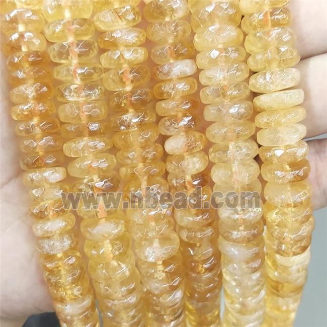 Natural Citrine Beads Faceted Rondelle Yellow