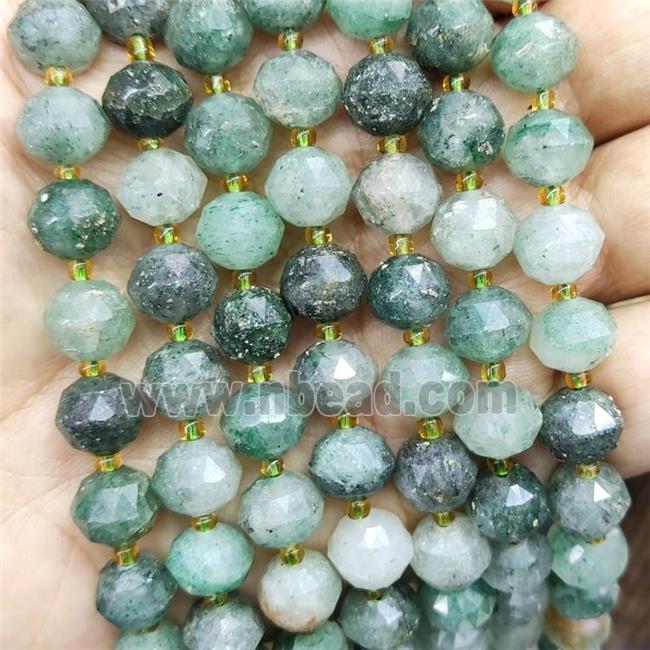 Natural Green Strawberry Quartz Beads Cut Rondelle