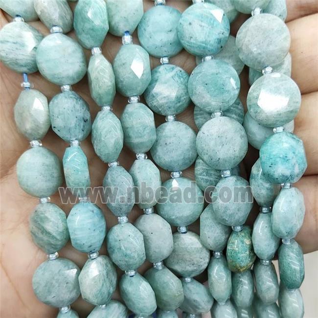 Natural Green Amazonite Beads Faceted Circle