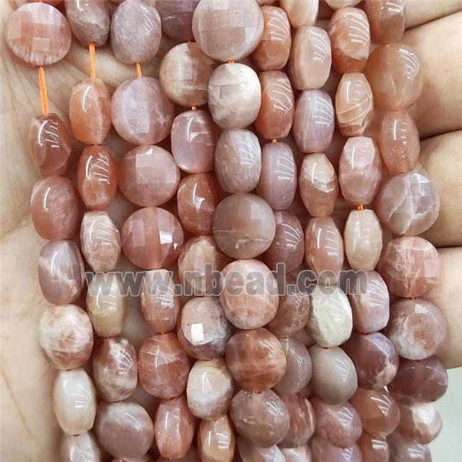 Natural Peach Sunstone Beads Faceted Circle