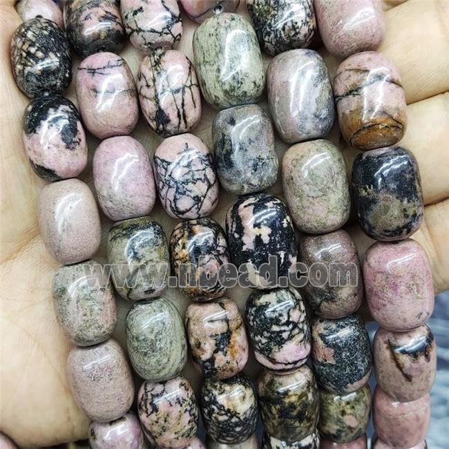 Natural Chinese Rhodonite Beads Pink Barrel