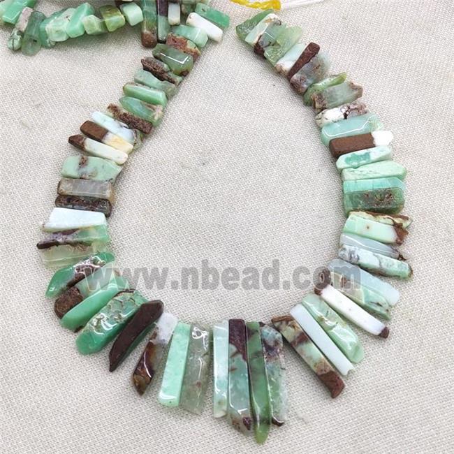 Natural Australian Chrysoprase Stick Beads Green Graduated