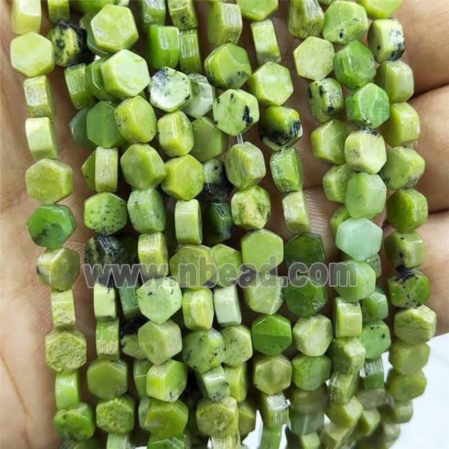 Olive Australian Chrysoprase Beads Hexagon