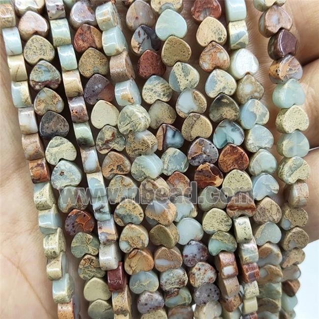 Natural Imperial Jasper Beads Heart