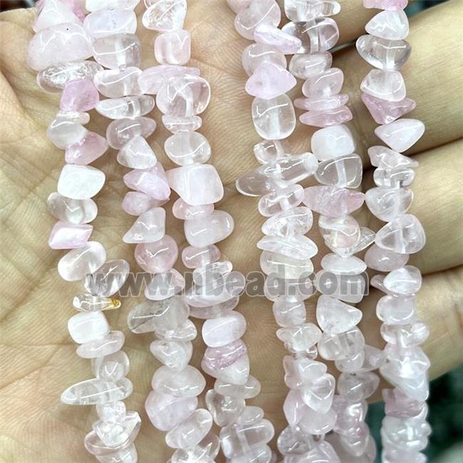 Pink Rose Quartz Chip Beads Freeform