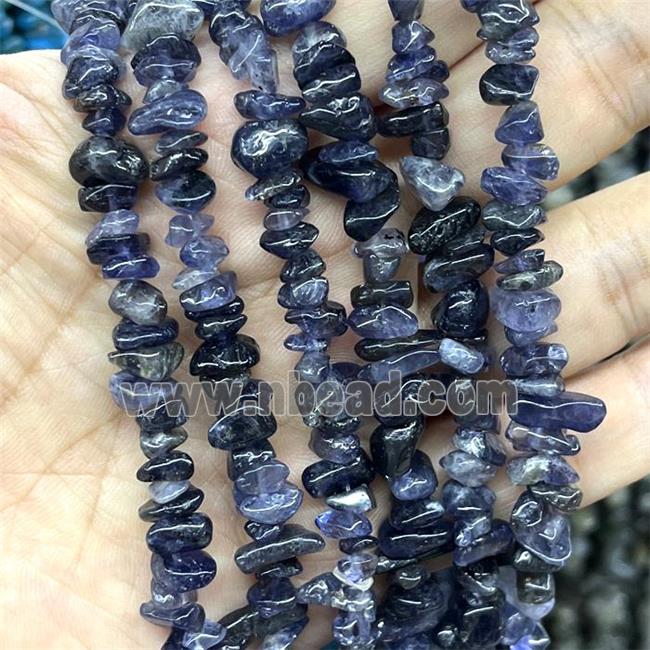 Natural Iolite Beads Chip Freeform Inkblue