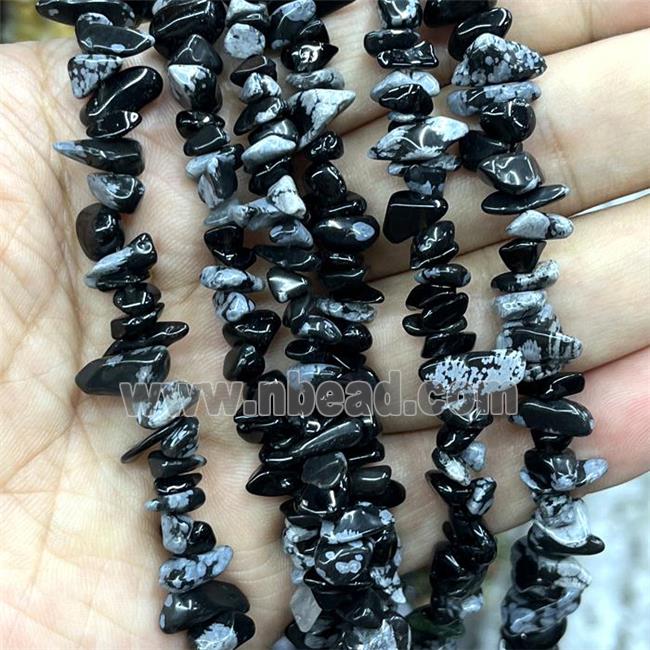 Natural Snowflake Jasper Beads Chip Black Freeform