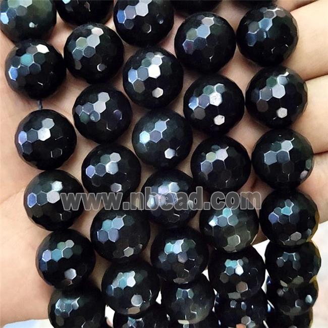 Natural Black Obsidian Beads Faceted Round