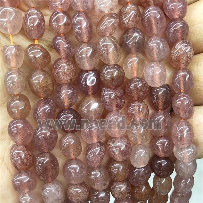 Natural Strawberry Quartz Chips Beads Pink Freeform