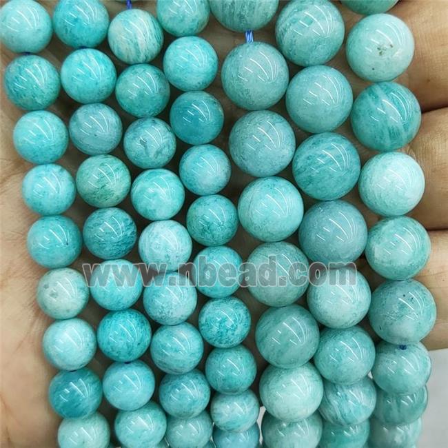 Natural Green Amazonite Beads Smooth Round