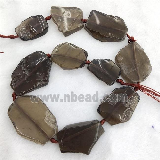 Smoky Quartz Slice Beads Slab Freeform