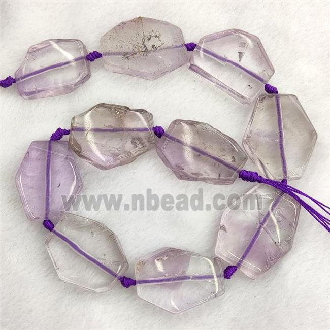 Natural Amethyst Slice Beads Ltpurple Freeform