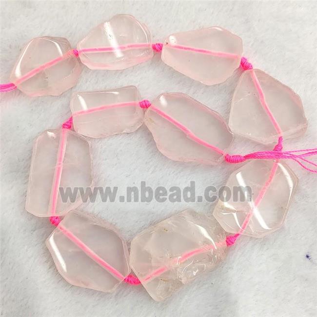 Natural Pink Rose Quartz Slice Beads Freeform