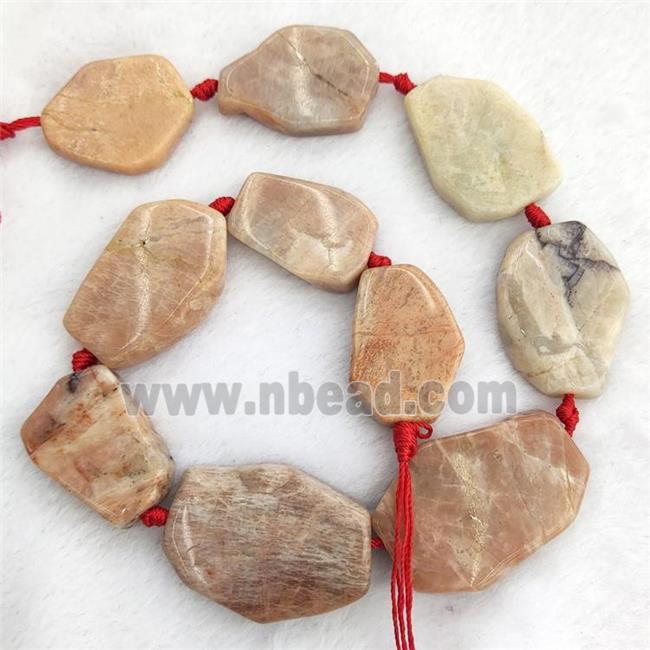 Natural Sunstone Slice Beads Peach Freeform