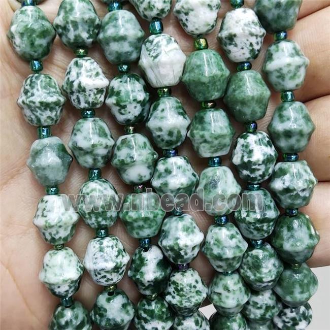 Green Dalmatian Jasper Beads Bicone