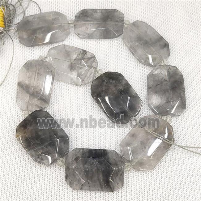 Natural Gray Cloudy Quartz Slice Beads