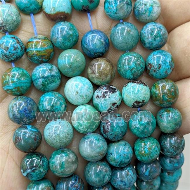 Natural Blue Azurite Beads Smooth Round