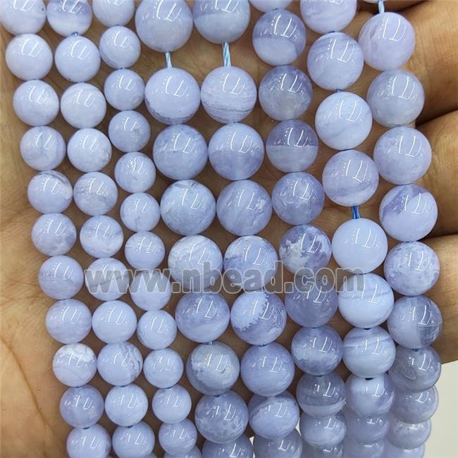 Natural Blue Lace Agate Beads Smooth Round