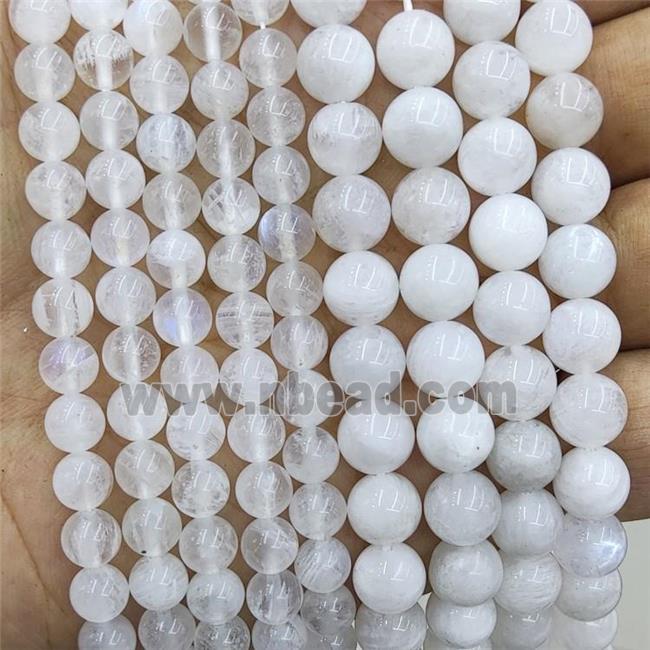 Natural White Moonstone Beads Smooth Round