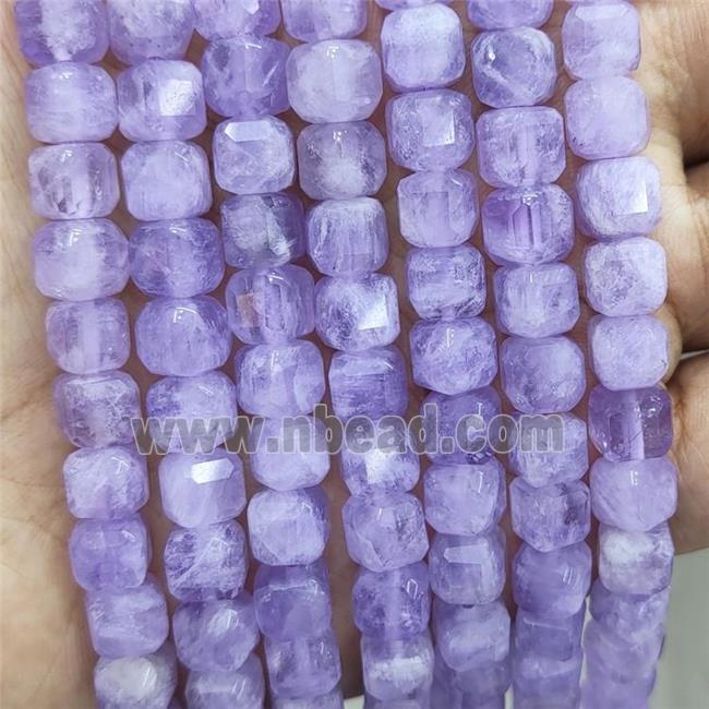 Natural Purple Chalcedony Beads Faceted Cube