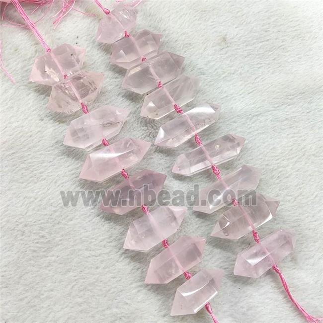 Natural Pink Rose Quartz Bullet Beads Point