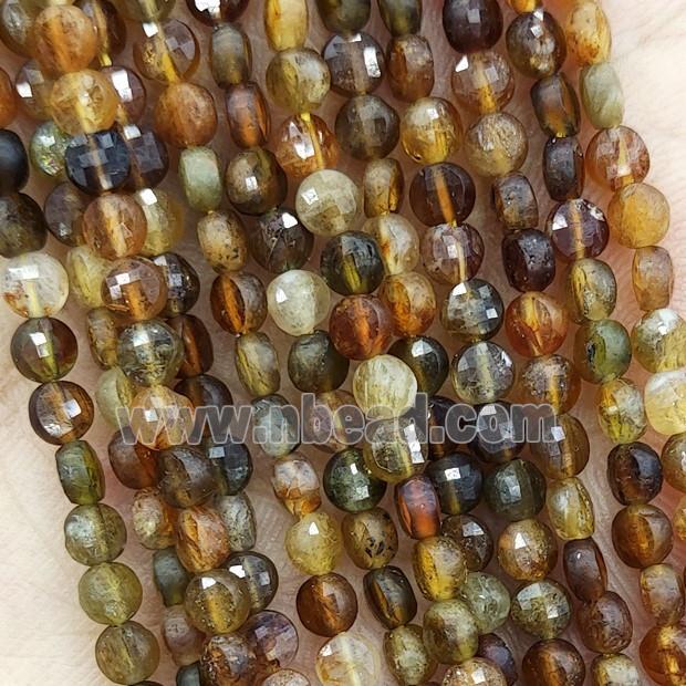 Natural Orange Tourmaline Beads Faceted Circle