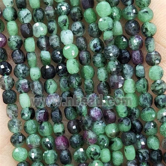 Natural Ruby Zoisite Beads Green Faceted Circle