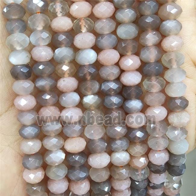 Natural Moonstone Beads Multicolor Faceted Rondelle