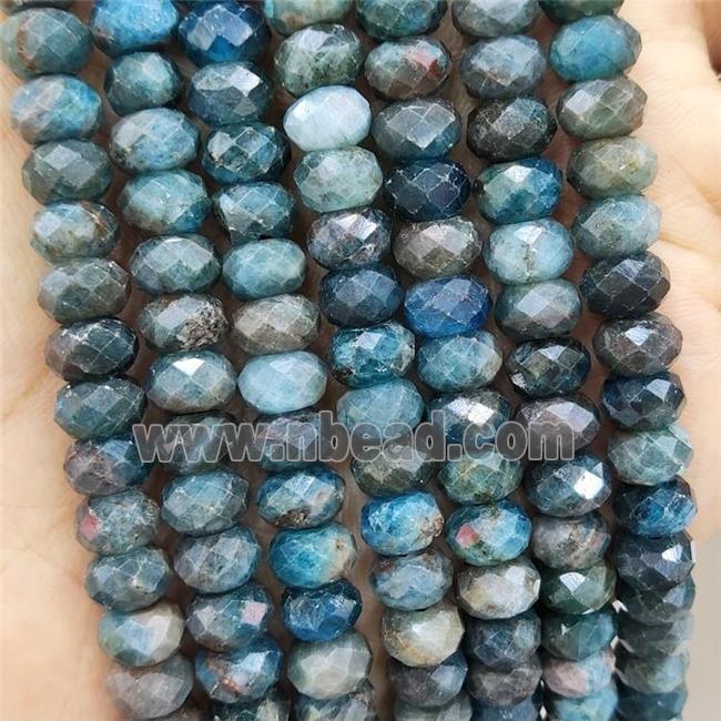 Natural Apatite Beads Blue Faceted Rondelle